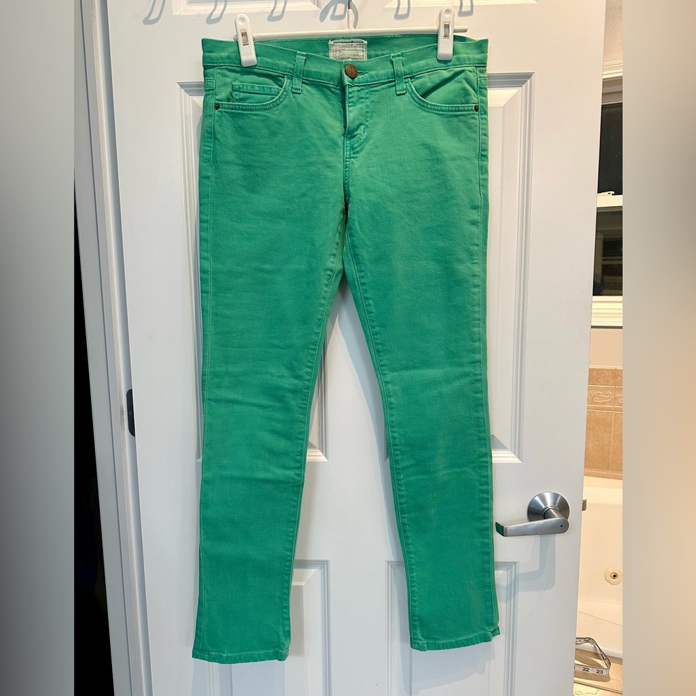 Current/Elliott Light Washed Green Skinny Jeans